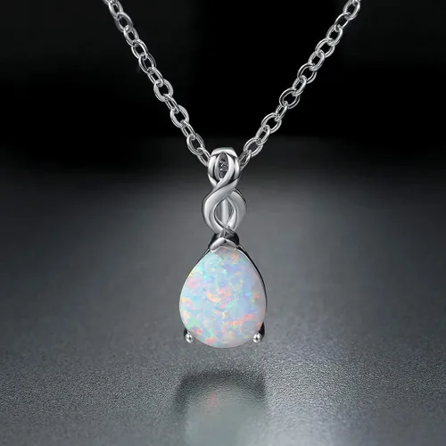 Miniatura 6 de Collar de ópalo chapado de 18 quilates, oro blanco y oro rosa para mujer