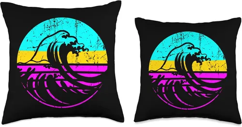 Miniatura 3 de Almohada vintage de playa, surf, retro, envejecida, gran onda
