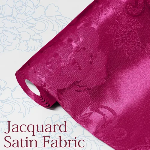 Miniatura 2 de KKJIAF Tela de Jacquard de Satén Dorado 1 Yarda, 49" de ancho, Estampado de Peonía, Tela de Brocado Brillante y Sedoso para Vestido, Camisas