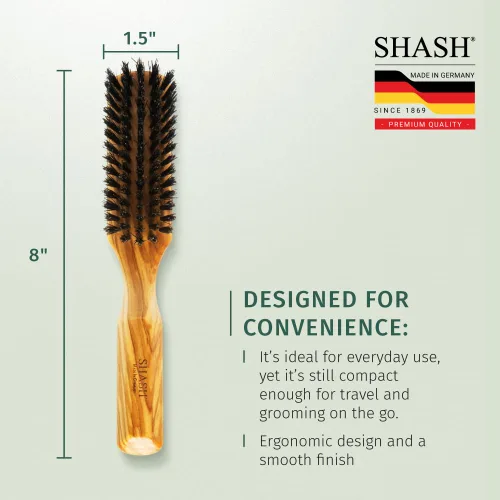 Miniatura 7 de SHASH Cepillo de pelo 100% de cerdas de jabalí de primer corte, adecuado para cabello fino a normal, acondiciona naturalmente el cabello, mejora