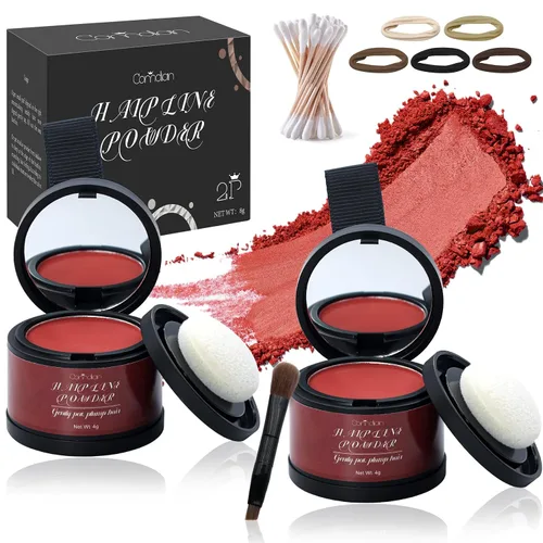 Miniatura 9 de Paquete de 2 polvos de línea capilar para mujeres y hombres, se utiliza para retoques de raíces, color de cabello, adelgazamiento y cobertura