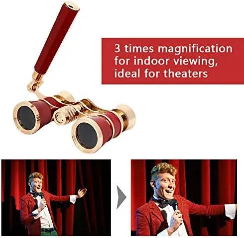 Miniatura 2 de Opera - Prismáticos para gafas, telescopio de teatro de 3 x 25 pulgadas con mango plegable, mini binocular compacto ligero para conciertos, teatro