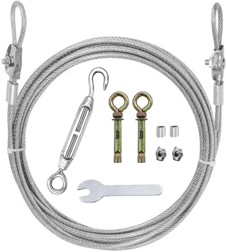 MHY Tendedero pesado de 10 pies, línea de ropa de acero inoxidable 304 para exteriores, cuerda de alambre resistente con sistema retráctil, cuerda
