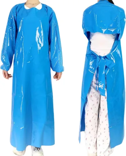Miniatura 2 de ELEBOX Waterproof Apron with Long Sleeves, Safety Apron Work Uniform for Men & Women, Chemical Resistance Anti-Tear Apron Azul