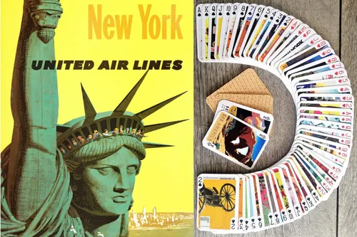 Miniatura 11 de Carteles de aviación vintage para jugar a las cartas (baraja de póquer 54 cartas todas diferentes) Carteles de viaje retro vintage Avia avión azafata