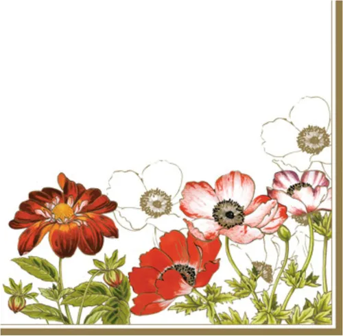 Servilletas de papel de 20 unidades, 13 x 13 pulgadas, Servilletas de 3 capas impresas con anémonas de flores de Georginia para arte, cena y fiesta,