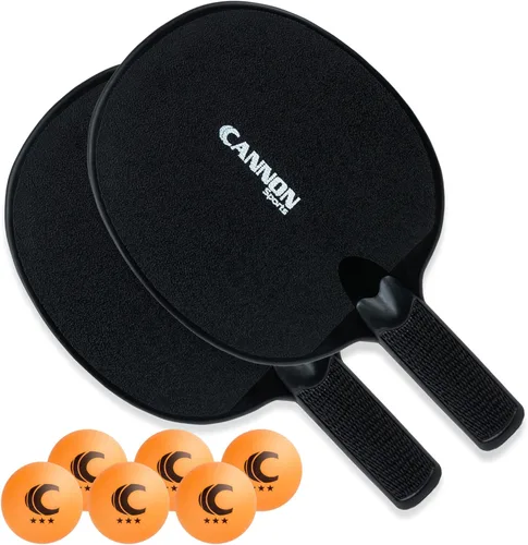 Cannon Sports Unbreakable Table Tennis Paddle Set - 2 Rackets with 6 Pack of 3-Star Table Tennis Balls – Portable Set for 2 Players