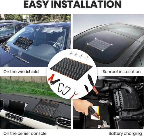 Miniatura 6 de FlexSolar Kit de cargador de panel solar de 20 W y 12 V con controlador de carga integrado, cargador de batería solar impermeable portátil, enchufe
