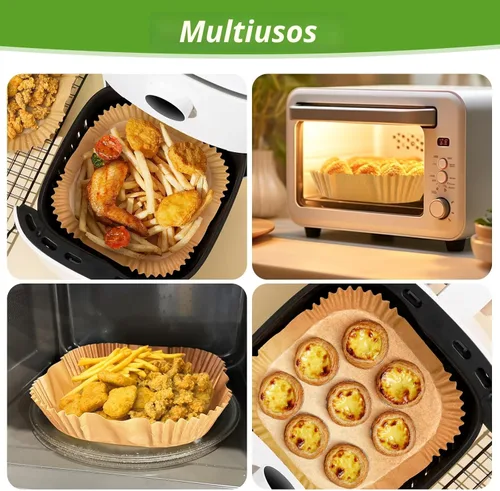 Miniatura 6 de 360 piezas de 16,5 cm de lado forros desechables para freidora de aire, papel de pergamino sin blanquear y resistente para freidora de aire, sin