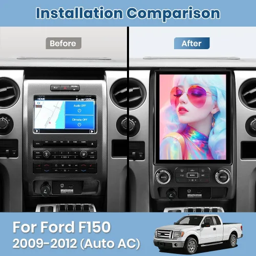 Miniatura 2 de Actualización de radio de coche para Ford F150 2009-2012 (solo CA automática), pantalla táctil QLED de 12.1 pulgadas, estéreo inalámbrico CarPlay