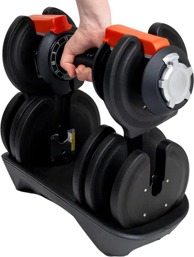 Miniatura 8 de BodySport - Mancuernas ajustables de 40 libras, incluye 12 pesas libres, que van de 3 a 40 libras, ideales para entrenamientos de gimnasio en casa