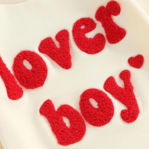 Miniatura 5 de SOLILOQUY Traje de manga larga con cuello redondo para el primer día de San Valentín para bebé niño y niña, mameluco de corazón de amor