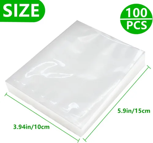 Miniatura 2 de Bolsas selladoras al vacío para Food Saver, 100 cuartos de galón, 4" x 6", bolsas de grado comercial precortadas, bolsas al vacío