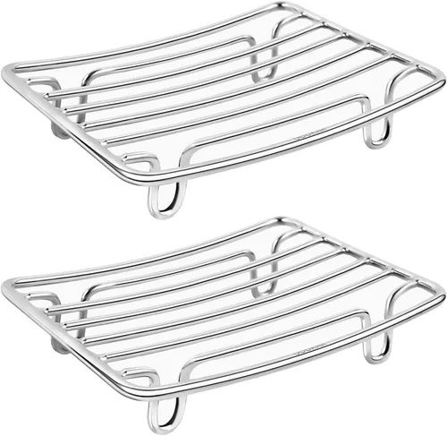Miniatura 11 de Jabonera GUUKAR de Acero Inoxidable para Barra de Jabón en Ducha y Baño, Jabonera Autodrenante con Soporte para Esponja para Fregadero de Cocina