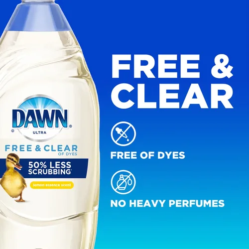 Miniatura 4 de Dawn Free & Clear - Jabón líquido para lavavajillas (3 x 24 onzas) + esponja Dawn antiarañazos (2 unidades), esencia de limón