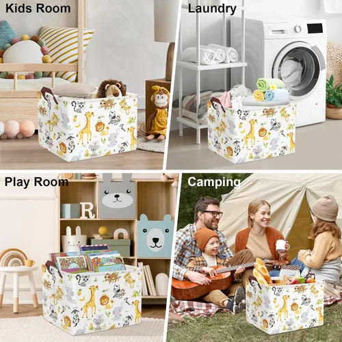 Miniatura 7 de Clastyle Cesta rectangular de almacenamiento para bebé, grande, plegable, para juguetes, cuarto del bebé, aula, libros, estantería, toalla de ducha