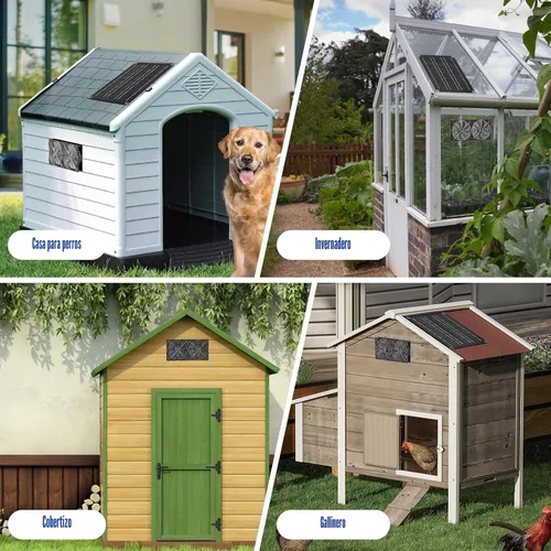 Miniatura 5 de MARBERO Kit de ventilador solar de 4.7 pulgadas, panel solar de 15 W con 2 ventiladores impermeables, ventilador de aire de entrada o escape