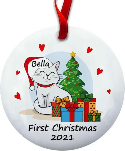 Miniatura 8 de Adorno personalizado de gato negro para la primera Navidad, nuevo adorno de gato negro