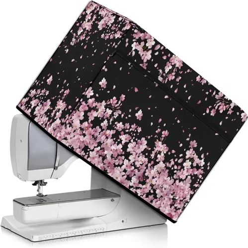 Miniatura 40 de Mumeson Cubierta antipolvo para máquina de coser de gatos negros con flores, para la mayoría de máquinas de coser estándar, plegable, duradera