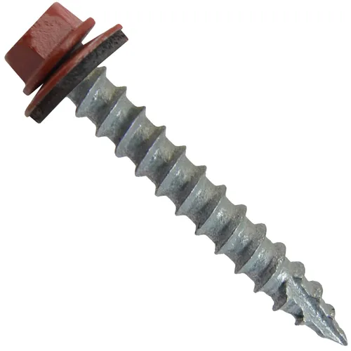 Miniatura 10 de Tornillos de metal para techos n.º 14 x 1-1/2 pulgadas, cabeza hexagonal de arandela de piel de buque Tornillo de techo de chapa metálica. Buckskin