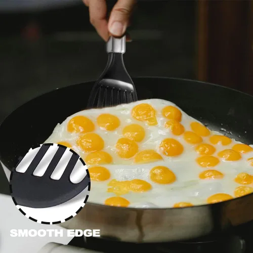 Miniatura 6 de Tenta Kitchen Juego de espátulas ranuradas de acero inoxidable, juego de espátulas de huevo y pescado para utensilios de cocina antiadherentes
