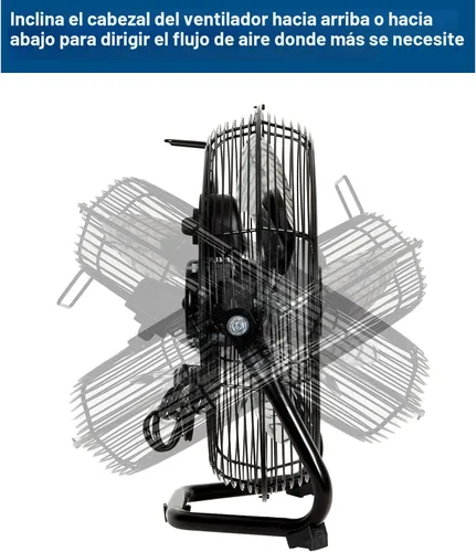 Miniatura 5 de BILT HARD Ventilador de piso de metal resistente de 3 velocidades de 12 pulgadas, 1680 CFM, inclinación de 180 grados, potente ventilador de flujo