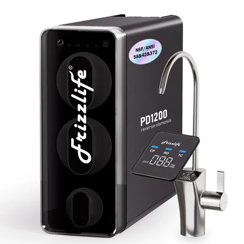 Miniatura 10 de Frizzlife Filtro de Agua de Ósmosis Inversa de 800GPD, Estándar NSF/ASNI 58&53&42&372, Sistema de Ósmosis Inversa Alcalina Mineral pH+ Sin Tanque