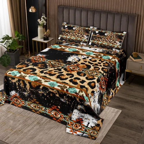 Miniatura 25 de Erosebridal Southwestern - Juego de colcha geométrica bohemia acolchada tamaño individual, juego de edredón étnico tribal con flechas occidentales