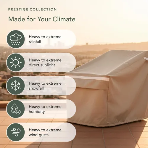 Miniatura 9 de Covermates Prestige - Funda para silla de exterior, 900D resistente al agua, protección para muebles de patio con dobladillo con cordón, correas