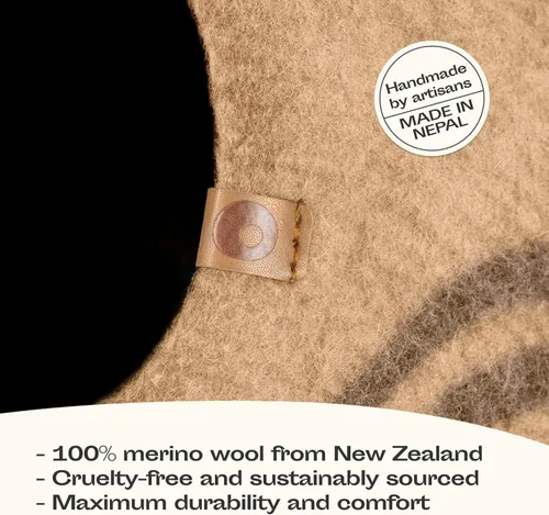 Miniatura 3 de MEOWFIA Cueva para gatos – Cama de fieltro premium para gatos de interior, hecha a mano 100% lana de merino, gato (Beige, Grande)
