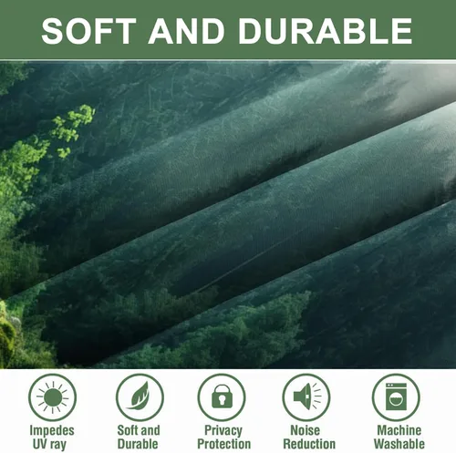 Miniatura 53 de AWERT Cortinas opacas para dormitorio, árbol negro con niebla, naturaleza, amanecer, bosque, 2 paneles para sala de estar, bloqueo de calor, 21 x 45
