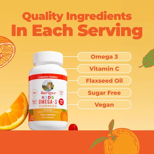 Miniatura 5 de MaryRuth's - Gomitas veganas Omega 3 para niños a partir de 2 meses Sin azúcar Suplemento Omega 3 con vitamina C, vitamina E, aceite de linaza