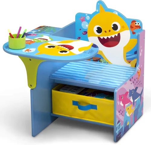 Miniatura 3 de Escritorio con silla Baby Shark con compartimento de almacenamiento - Ideal para artes y manualidades, hora de merienda, educación en casa, tareas