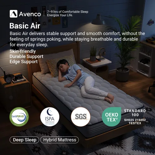 Miniatura 2 de Avenco Colchón individual de 6 pulgadas para sueño profundo, colchones de tamaño individual con resortes interiores para alivio de presión