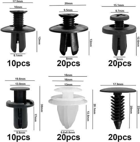 Miniatura 2 de Juego de 100 clips de retención de automóvil de 6 tamaños, clips para panel de moldura de puerta automática, clips de remache de parachoques