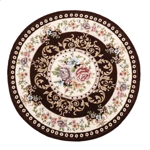 Alfombra redonda floral de 2.6 pies, clásica, antideslizante, lavable a máquina, alfombra de cocina sostenible, alfombra tradicional para sala de