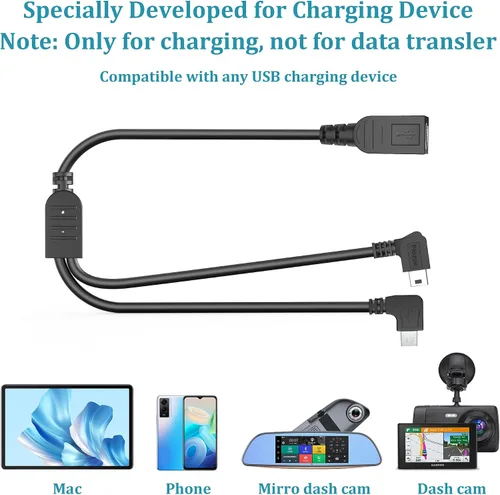 Miniatura 5 de Cable adaptador USB mini hembra a mini/micro macho, cable de carga USB2.0, compatible con Garmin Nuvi GPS, cámara de salpicadero, cámara de espejo