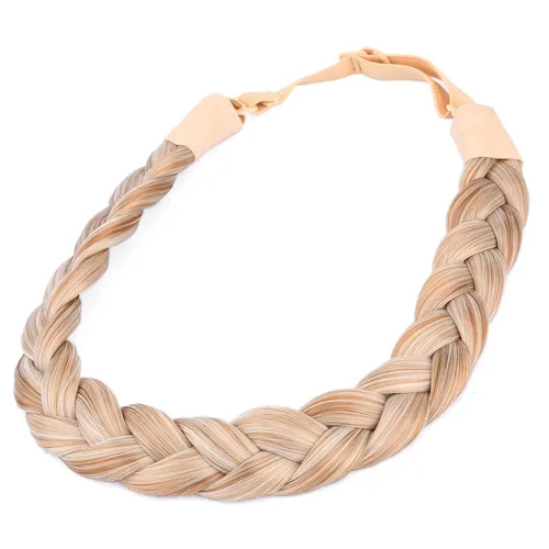 Miniatura 19 de Diadema clásica de cabello sintético trenzado, trenzas gruesas y anchas, extensión de cabello con elástico para mujeres y niñas, accesorio