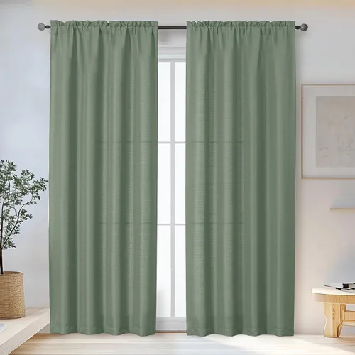 Miniatura 48 de OWENIE Bob Juego de 2 Paneles de Cortinas Negras de Cocina para Ventanas de 36 Pulgadas de Largo, Cortinas Cortas de Café con Textura de Lino