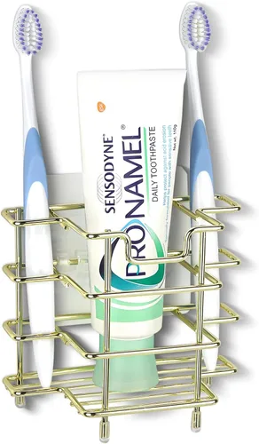 Miniatura 8 de Linkidea - Soporte para cepillos de dientes para ducha, soporte de cepillo de acero inoxidable, soporte para encimera/pared, organizador de 3 Negro