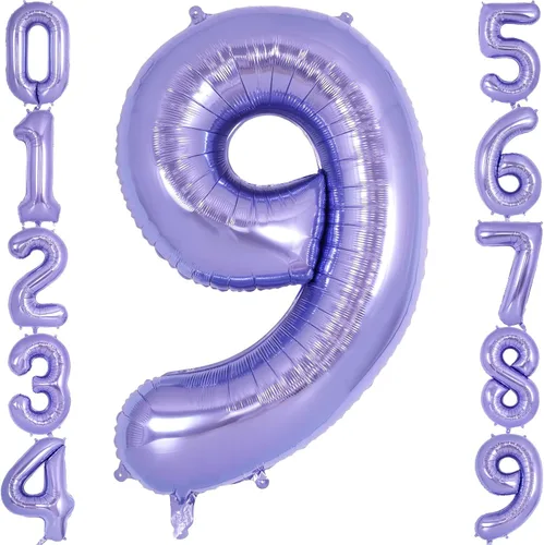 Miniatura 16 de Globo morado del número 3 de 40 pulgadas, globos grandes de aluminio con número de helio, globos gigantes de Mylar número 3 para cumpleaños de 3