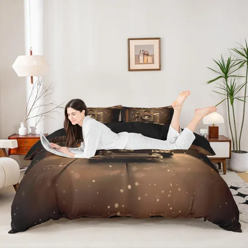 Miniatura 34 de Homewish Theater Cinema Poster Duvet Cover Set Twin Size,Retro Movie Bedding Sets 2Pcs for Kids Girls Boys Teens Room Decor,Popcorn Comforter Cover