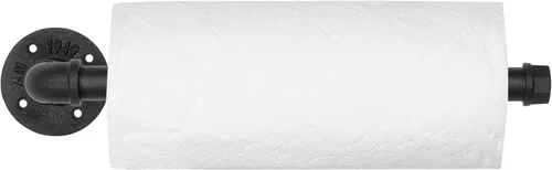 Miniatura 7 de MyGift Soporte para toallas de papel para debajo del gabinete, soporte para toallas de papel, montaje en pared, tubo industrial negro mate colgante