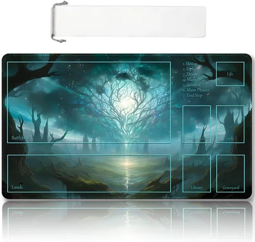 Miniatura 27 de DAUXID Tapete de juego MTG cosido de alta calidad con zonas y parte trasera de goma antideslizante, tapete de juego TCG para MTG y otros