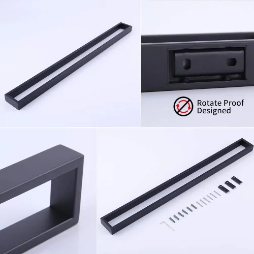 Miniatura 5 de GERZWY Barra de toalla de baño de 30 pulgadas negro mate SUS 304 Barra de toalla de baño de acero inoxidable estilo moderno montaje en pared