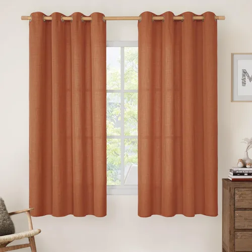Miniatura 133 de LAMIT Cortinas de lino sintético para dormitorio, paneles filtrantes de luz, cortinas de lino con protección de privacidad con ojales para ventanas