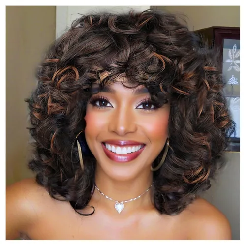 Miniatura 14 de Peluca rizada de los años 70 para mujeres negras, peluca afro afro afro de aspecto natural grande y flexible, 8 pulgadas