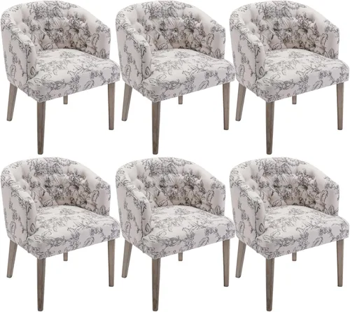 Miniatura 14 de DUOMAY Juego de 2 sillas de comedor modernas copetudas, silla auxiliar tapizada de lino, cómoda silla de barril con patas de madera para el hogar