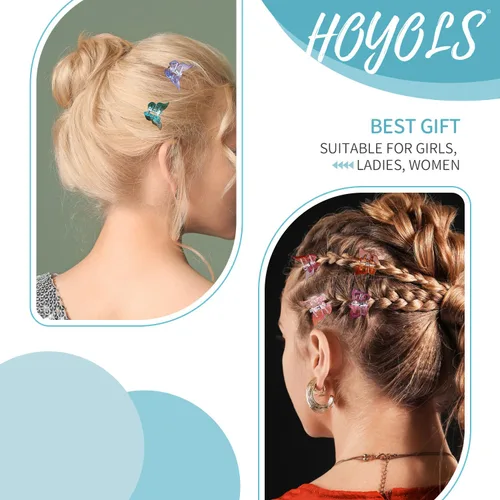 Miniatura 4 de Hoyols Pinzas de mariposa para adolescentes y adultos, accesorios de mariposas de los años 90 para mujeres, lindo clip de garra para el cabello