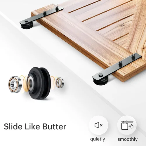 Miniatura 4 de EaseLife Kit de riel de puerta corrediza de granero resistente de 5 pies, polea recta, se desliza suavemente silenciosamente, fácil de instalar
